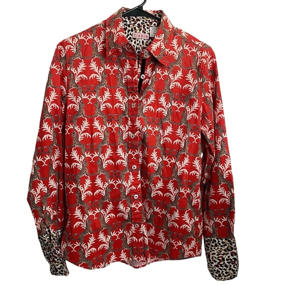 Tizzie Womens Button Down Long-sleeve Jaguar leopard graphic print size M - Picture 3 of 12